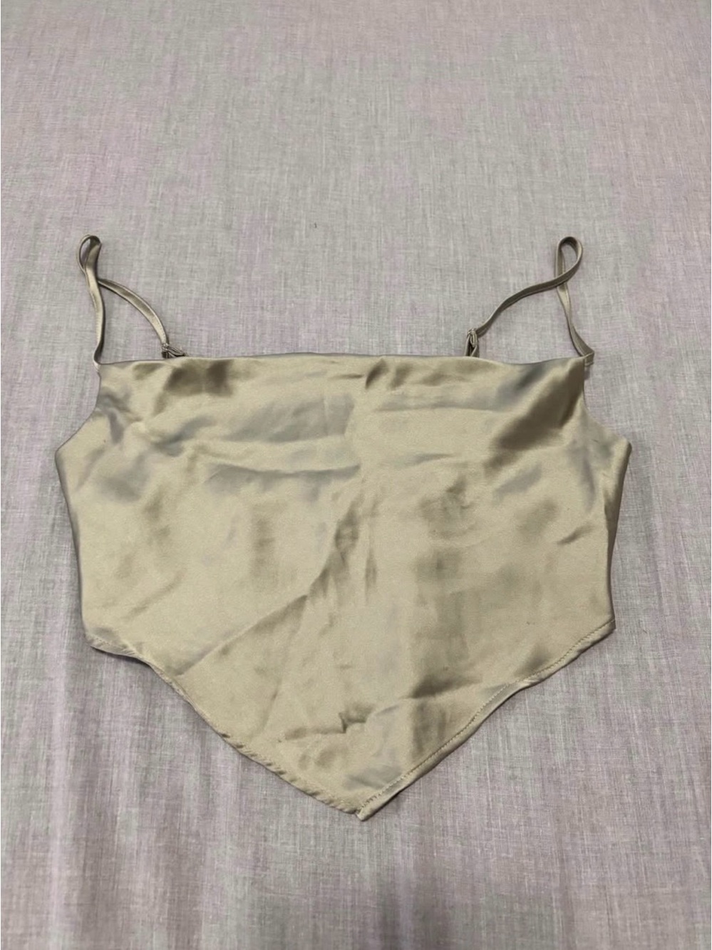 Forever 21 Satin Handkerchief Cami Top in Green